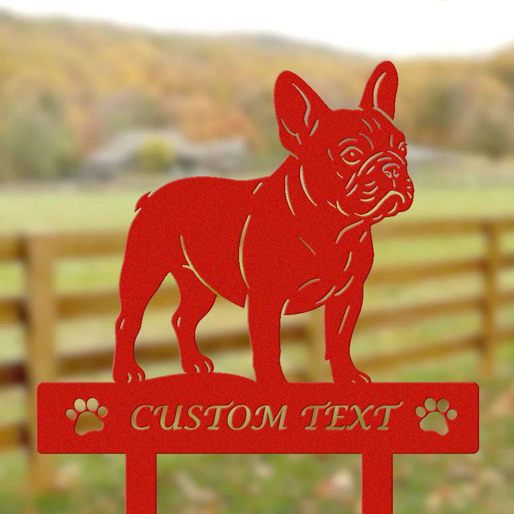 Bouledogue Français Silhouette de Chien Personnalisée Piquet de Jardin en Métal - Image 3