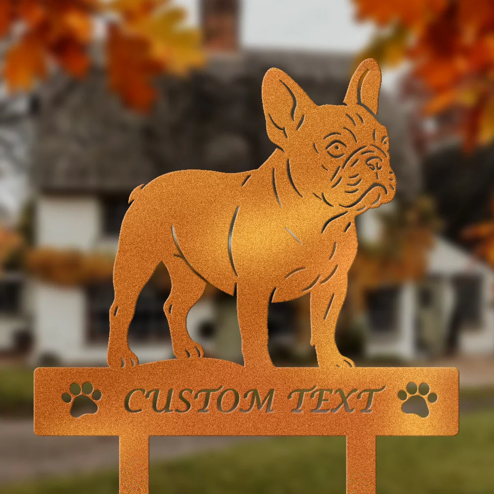 Bouledogue Français Silhouette de Chien Personnalisée Piquet de Jardin en Métal - Image 4