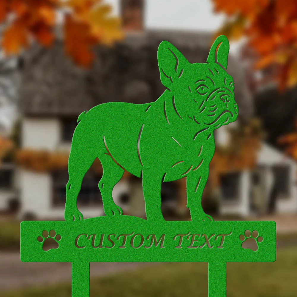 Bouledogue Français Silhouette de Chien Personnalisée Piquet de Jardin en Métal - Image 5