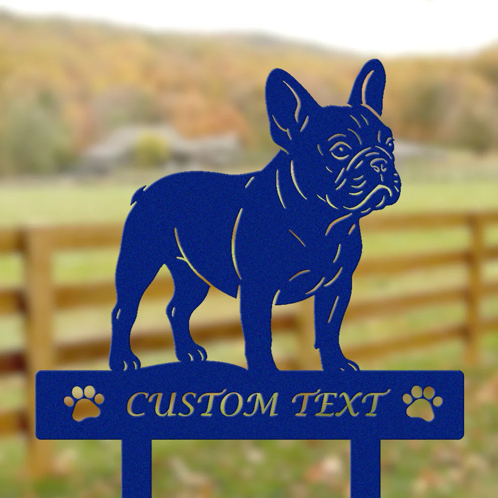 Bouledogue Français Silhouette de Chien Personnalisée Piquet de Jardin en Métal - Image 6