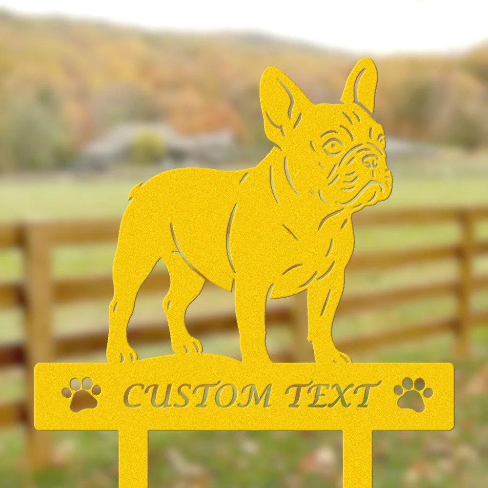 Bouledogue Français Silhouette de Chien Personnalisée Piquet de Jardin en Métal - Image 7