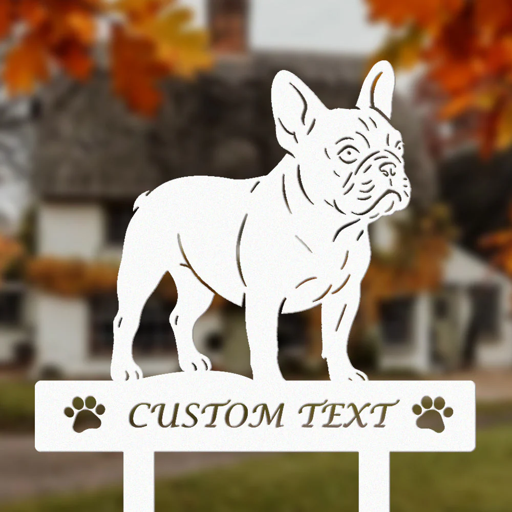 Bouledogue Français Silhouette de Chien Personnalisée Piquet de Jardin en Métal - Image 8