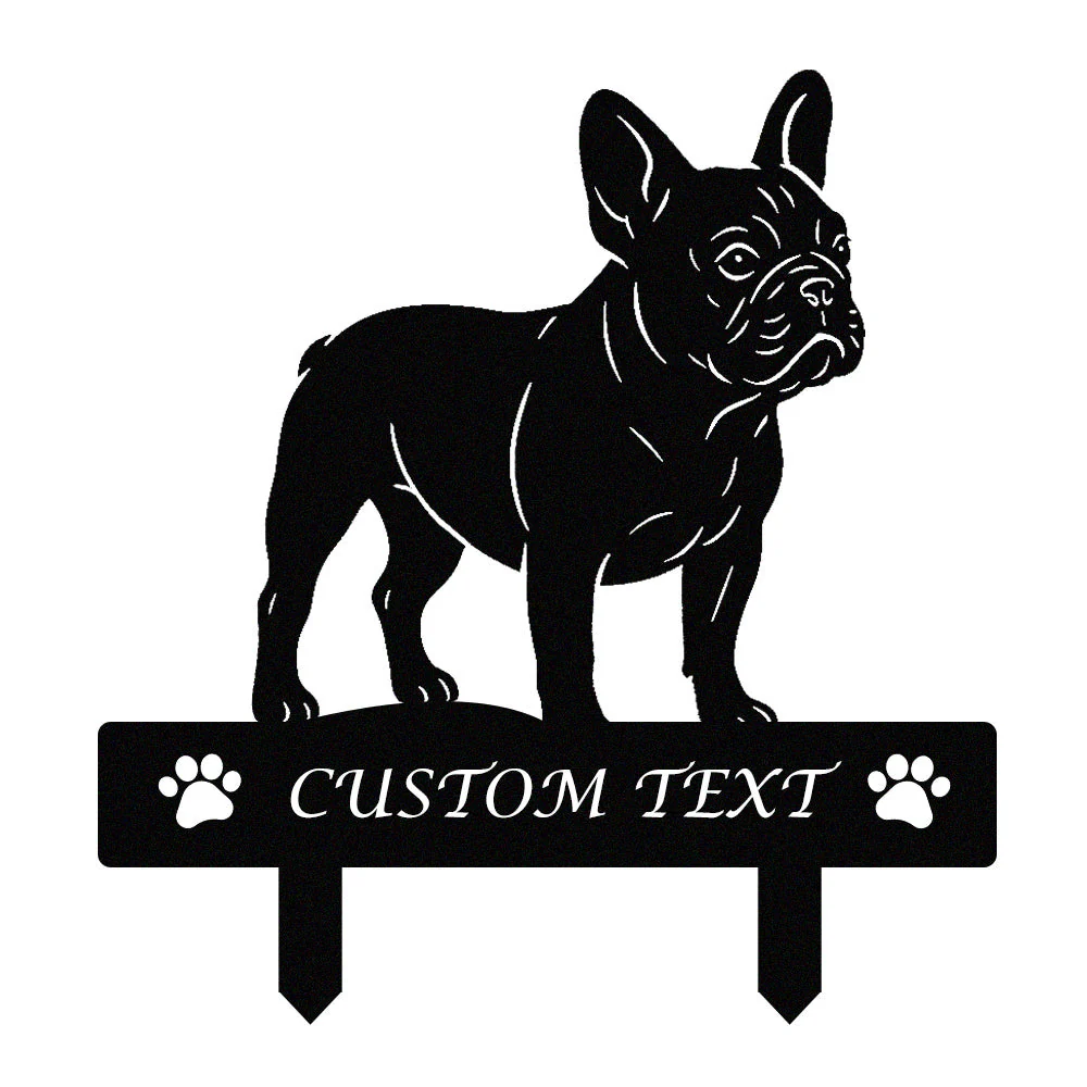 Bouledogue Français Silhouette de Chien Personnalisée Piquet de Jardin en Métal - Image 9