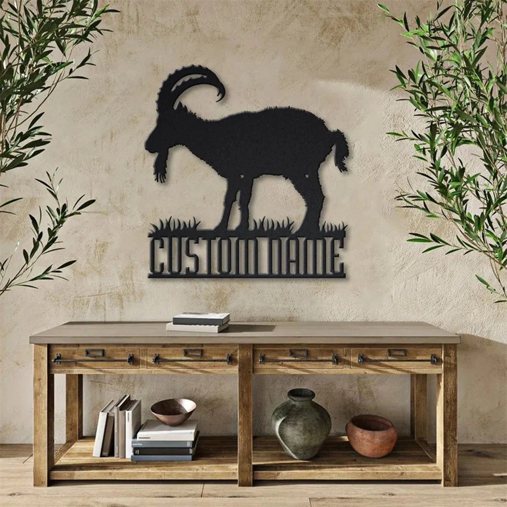 Bouquetin des Alpes Art en Métal Plaque de Nom en Métal Personnalisée