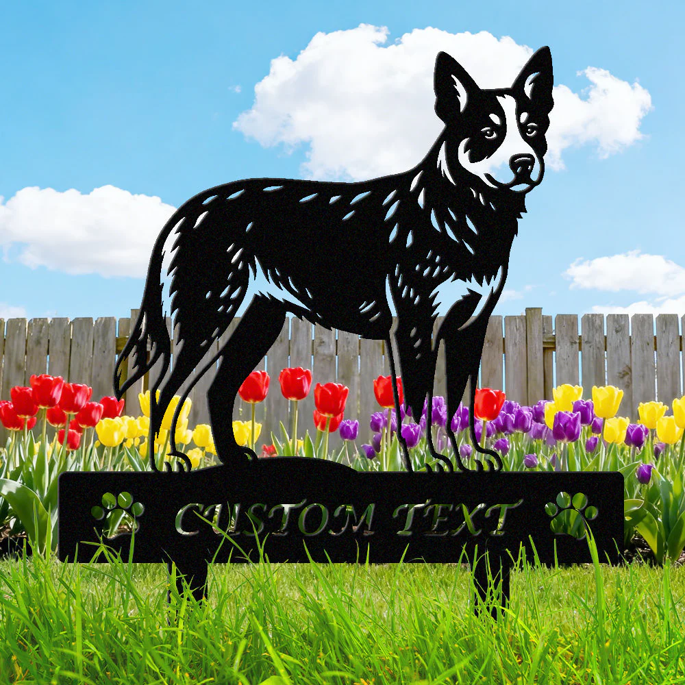 Bouvier Australien Silhouette de Chien Personnalisée Piquet de Jardin en Métal