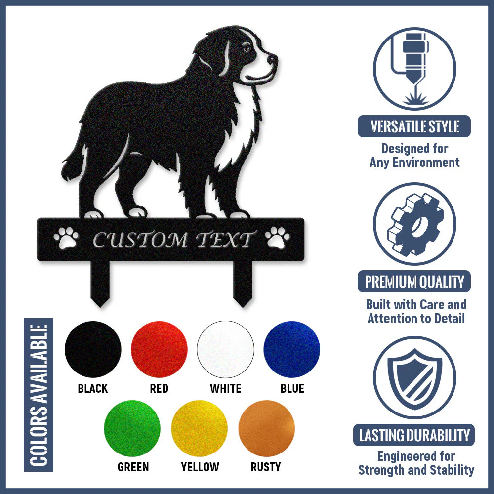 Bouvier Bernois Silhouette de Chien Personnalisée Piquet de Jardin en Métal - Image 10