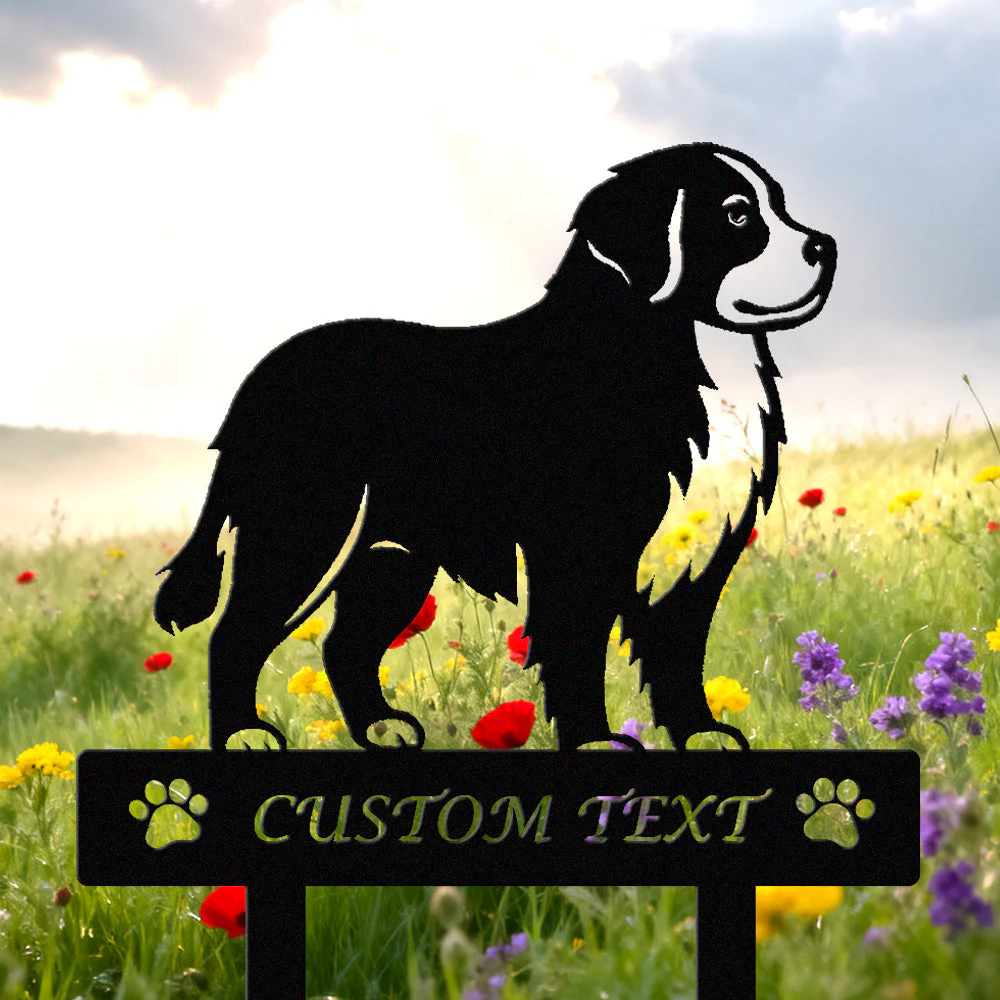 Bouvier Bernois Silhouette de Chien Personnalisée Piquet de Jardin en Métal - Image 2
