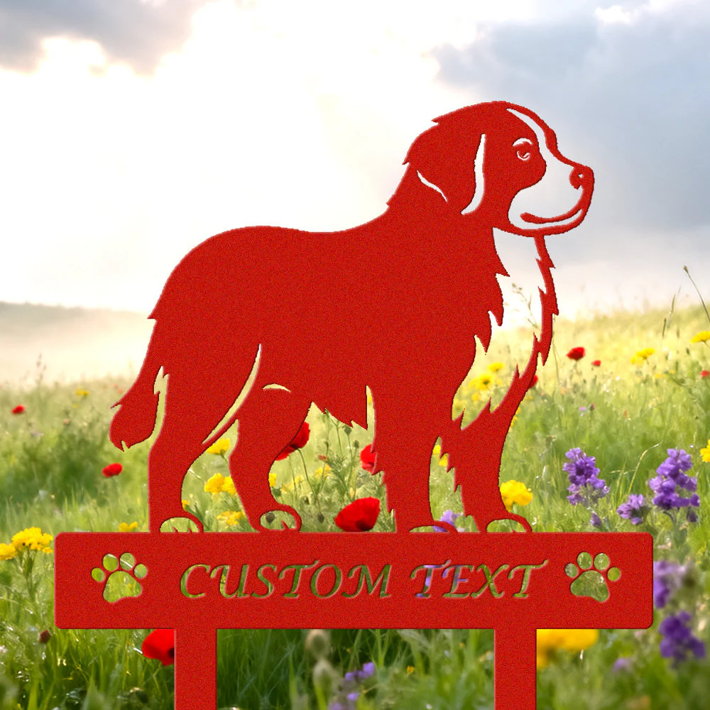 Bouvier Bernois Silhouette de Chien Personnalisée Piquet de Jardin en Métal - Image 3
