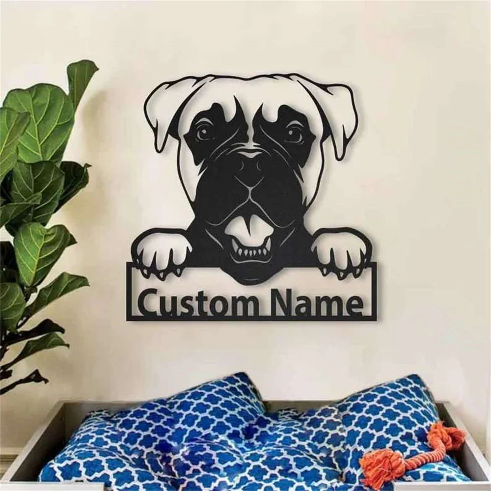 Boxer Art Mural en Métal Plaque en Métal Personnalisée pour Amoureux des Chiens