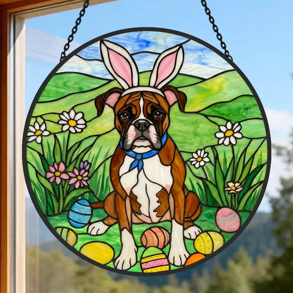 Boxer Attrape-Soleil en Vitrail - DĂ©coration Suspendue pour FenĂȘtre - Image 3
