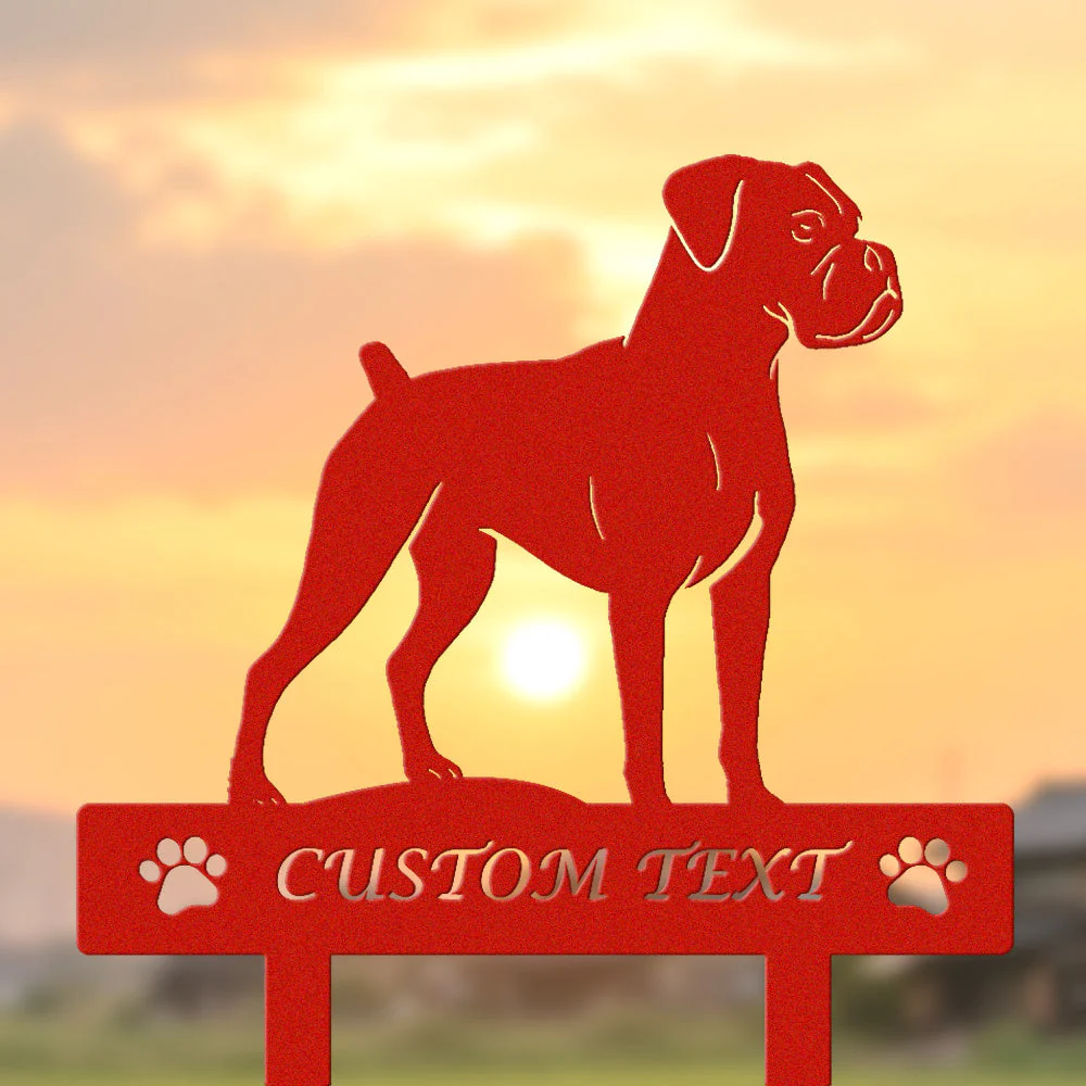 Boxer Silhouette de Chien Personnalisée Piquet de Jardin en Métal - Image 3