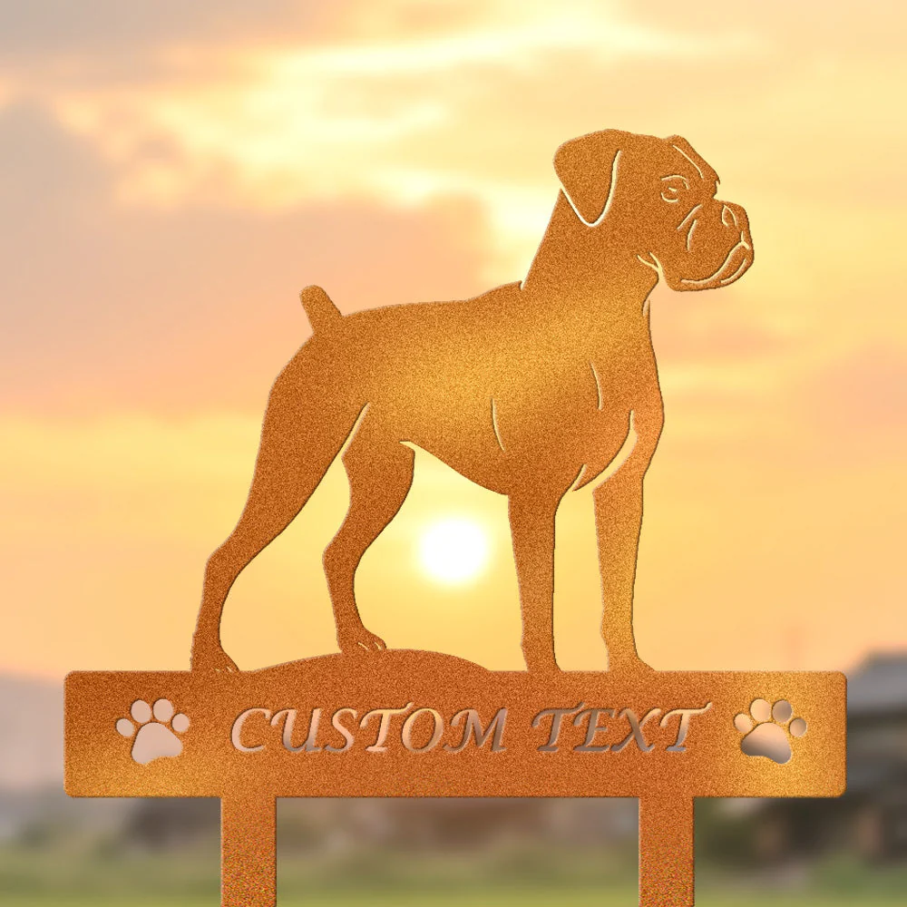 Boxer Silhouette de Chien Personnalisée Piquet de Jardin en Métal - Image 4