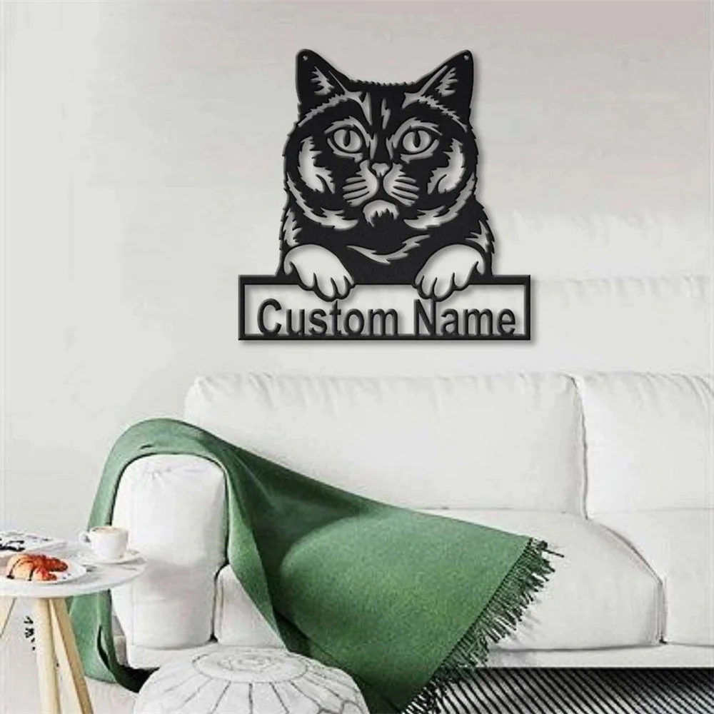 British Shorthair Art en Métal Plaque de Nom en Métal Personnalisée