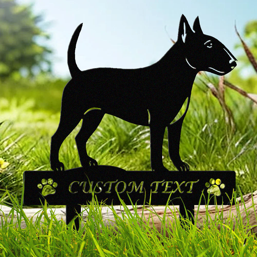 Bull Terrier Silhouette de Chien Personnalisée Piquet de Jardin en Métal