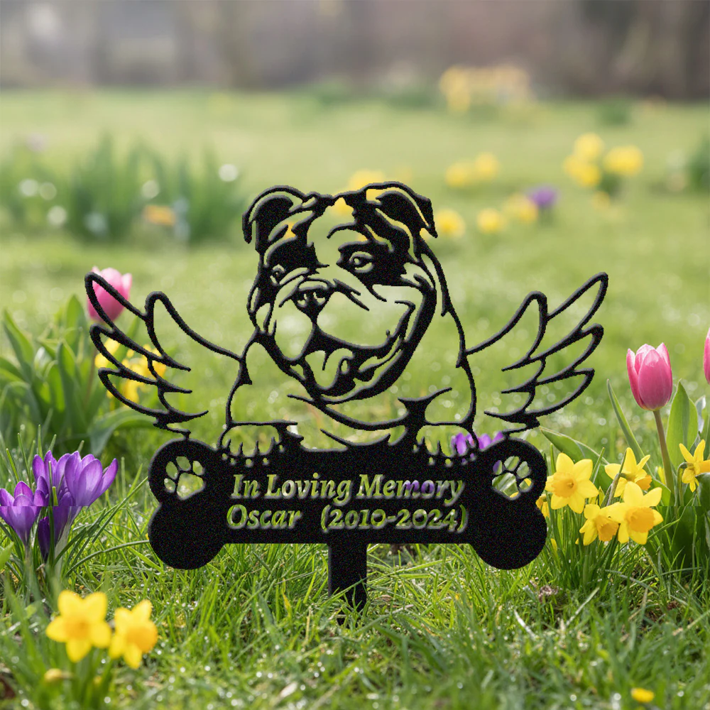 Bulldog Tuteur Commémoratif Personnalisé avec Ailes