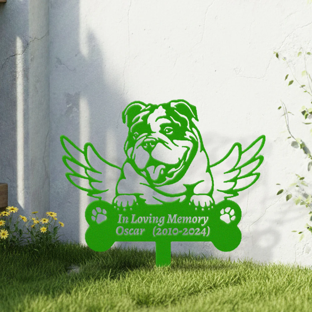 Bulldog Tuteur Commémoratif Personnalisé avec Ailes - Image 7