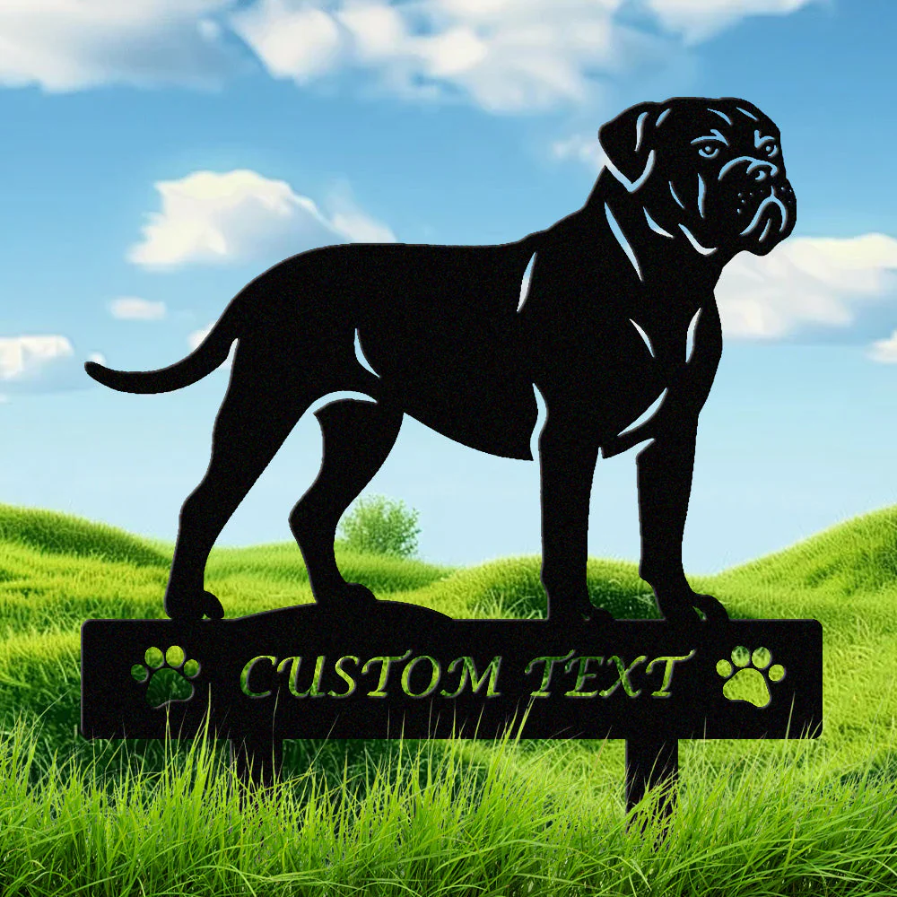 Bullmastiff Silhouette de Chien Personnalisée Piquet de Jardin en Métal