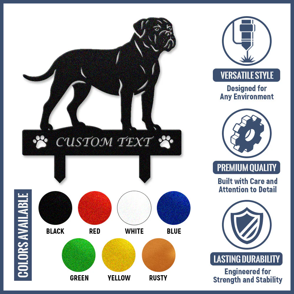 Bullmastiff Silhouette de Chien Personnalisée Piquet de Jardin en Métal - Image 10