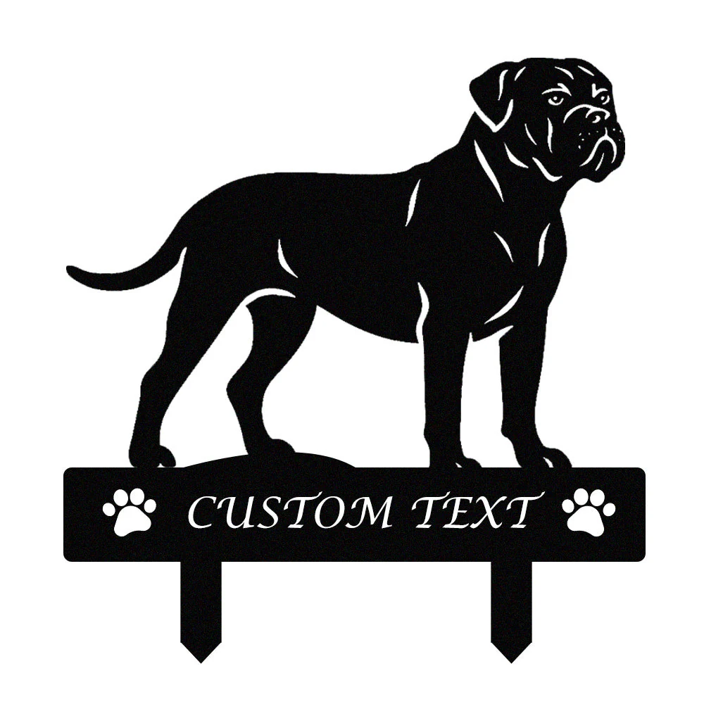 Bullmastiff Silhouette de Chien Personnalisée Piquet de Jardin en Métal - Image 9