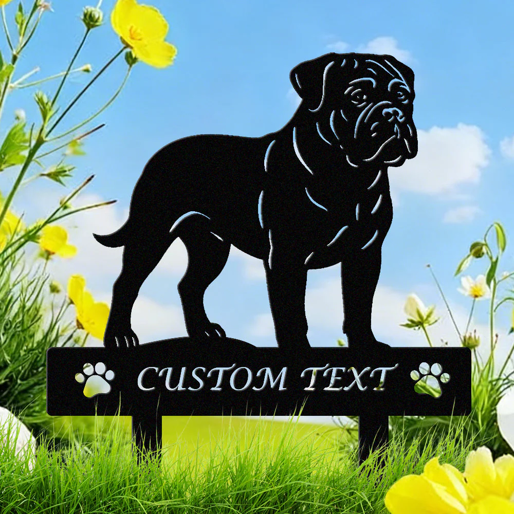 Bullmastiff Silhouette de Chien Personnalisée Piquet de Jardin en Métal
