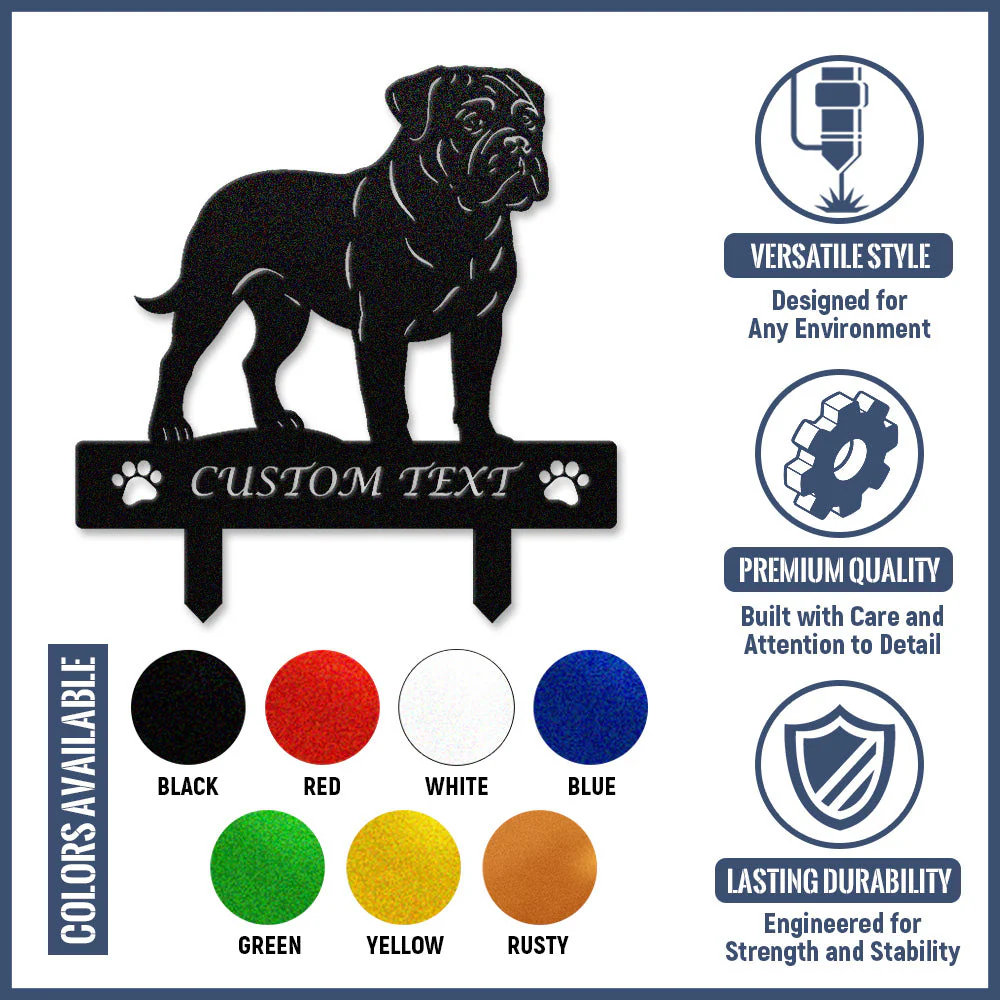 Bullmastiff Silhouette de Chien Personnalisée Piquet de Jardin en Métal - Image 10