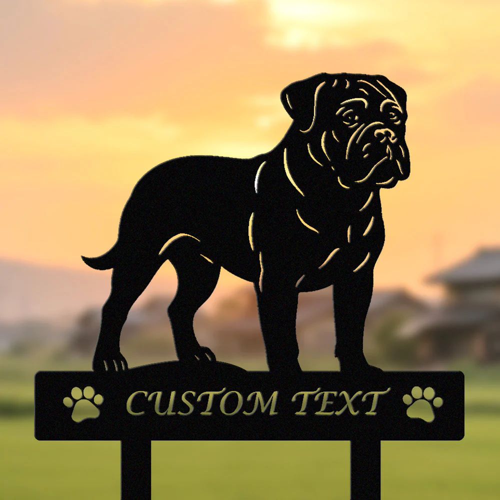 Bullmastiff Silhouette de Chien Personnalisée Piquet de Jardin en Métal - Image 2