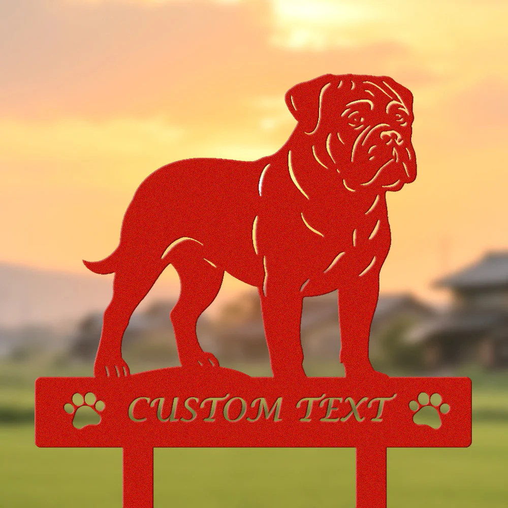 Bullmastiff Silhouette de Chien Personnalisée Piquet de Jardin en Métal - Image 3