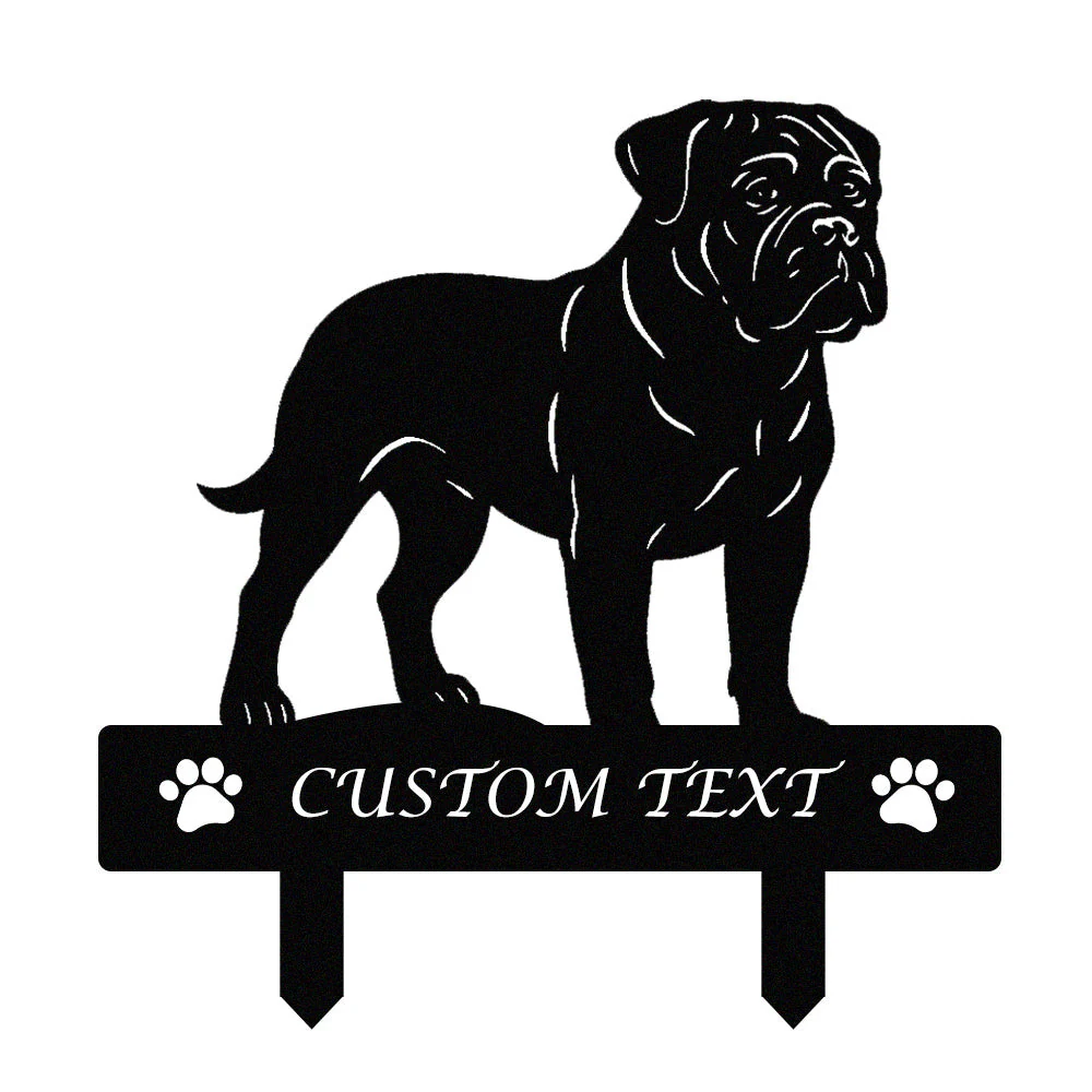 Bullmastiff Silhouette de Chien Personnalisée Piquet de Jardin en Métal - Image 9