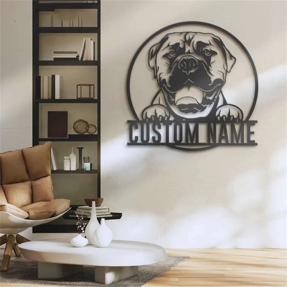 Bullmastiffs Art Mural en Métal Plaque en Métal Personnalisée pour Amoureux des Chiens