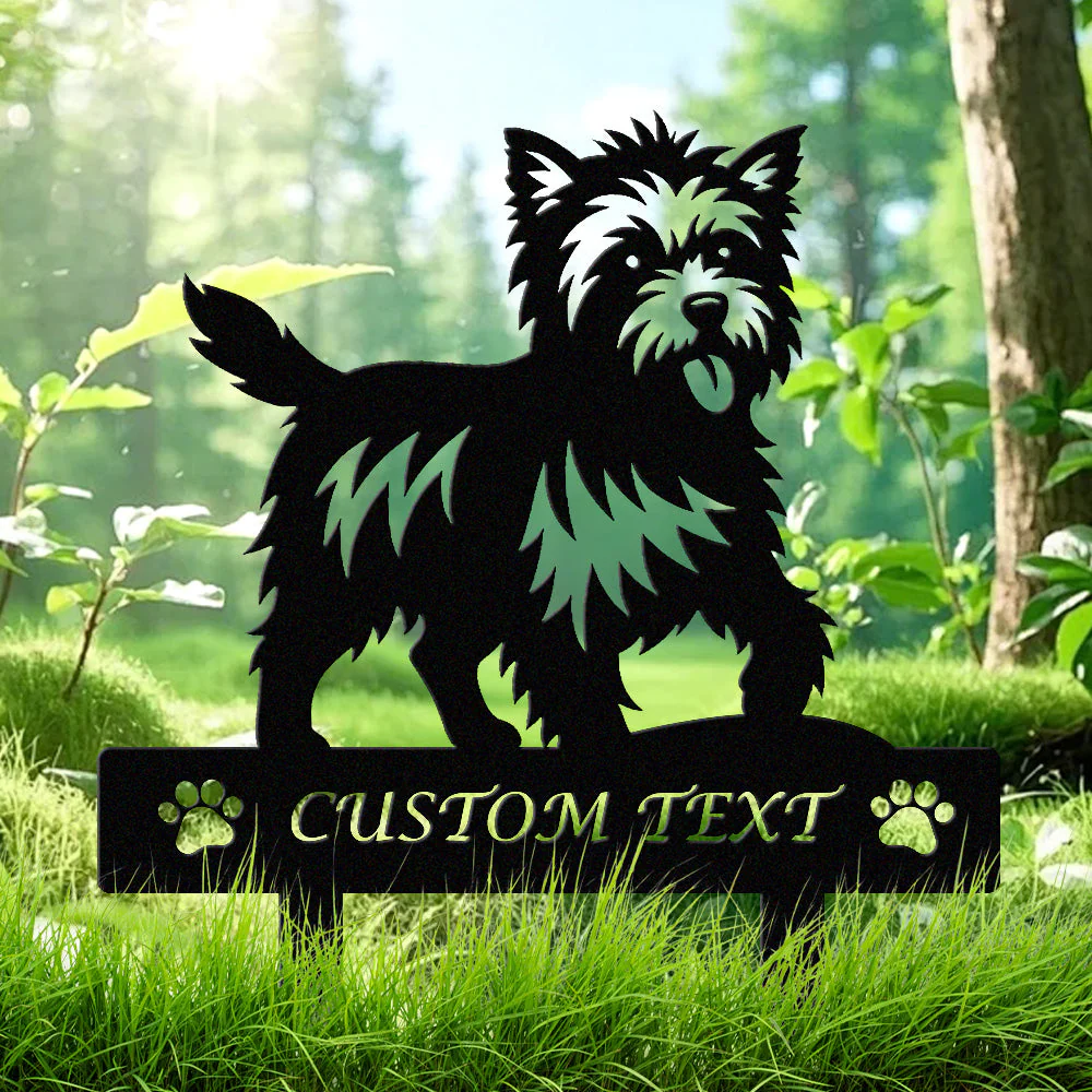 Cairn Terrier Silhouette de Chien Personnalisée Piquet de Jardin en Métal