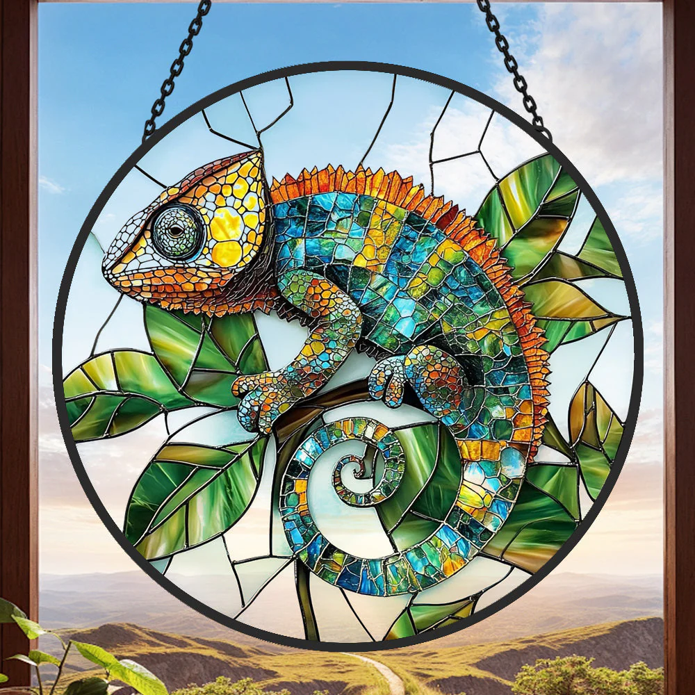 Caméléon Attrape-Soleil Décoratif en Vitrail à Suspendre - Image 2