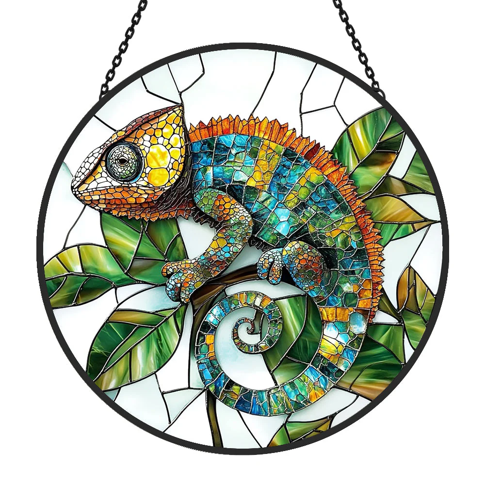 Caméléon Attrape-Soleil Décoratif en Vitrail à Suspendre - Image 4
