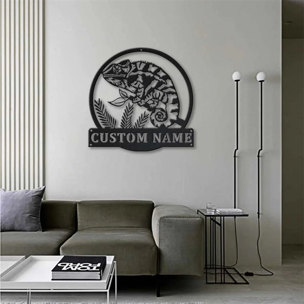 Caméléon Personnalisé Plaque en Métal Art Déco d'Intérieur