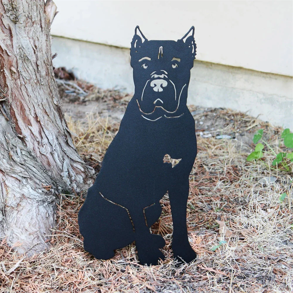 Cane Corso Silhouette de Chien en Métal Noir