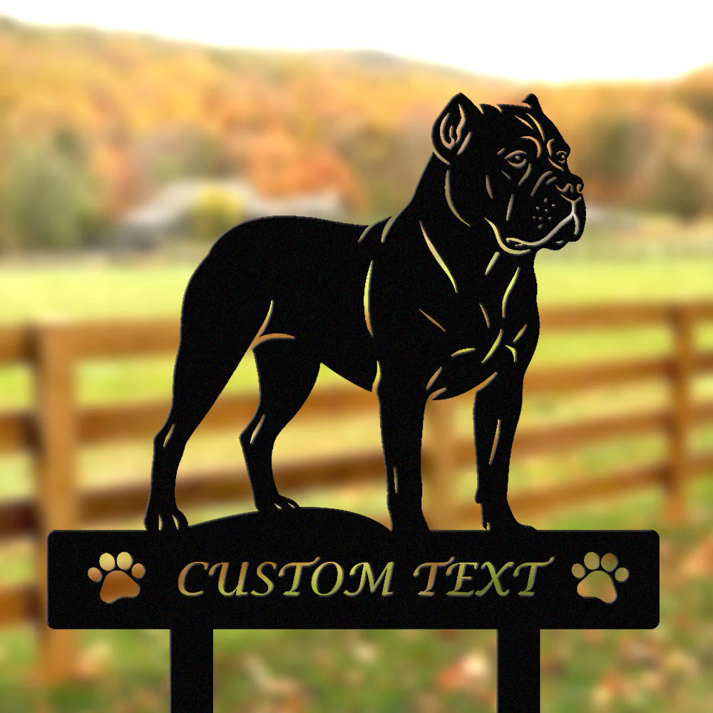 Cane Corso Silhouette de Chien Personnalisée Piquet de Jardin en Métal - Image 2