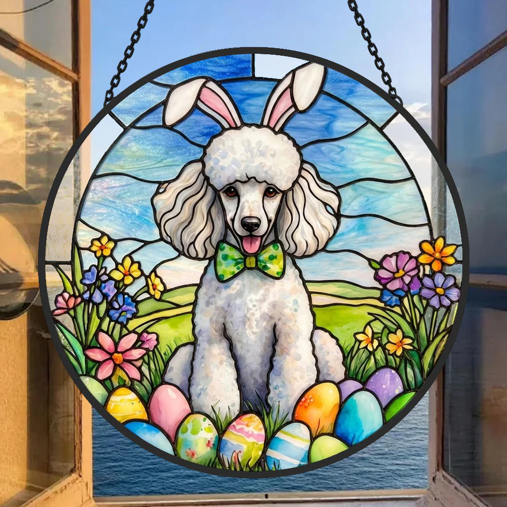 Caniche Attrape-Soleil en Vitrail - Décoration Suspendue pour Fenêtre - Image 2