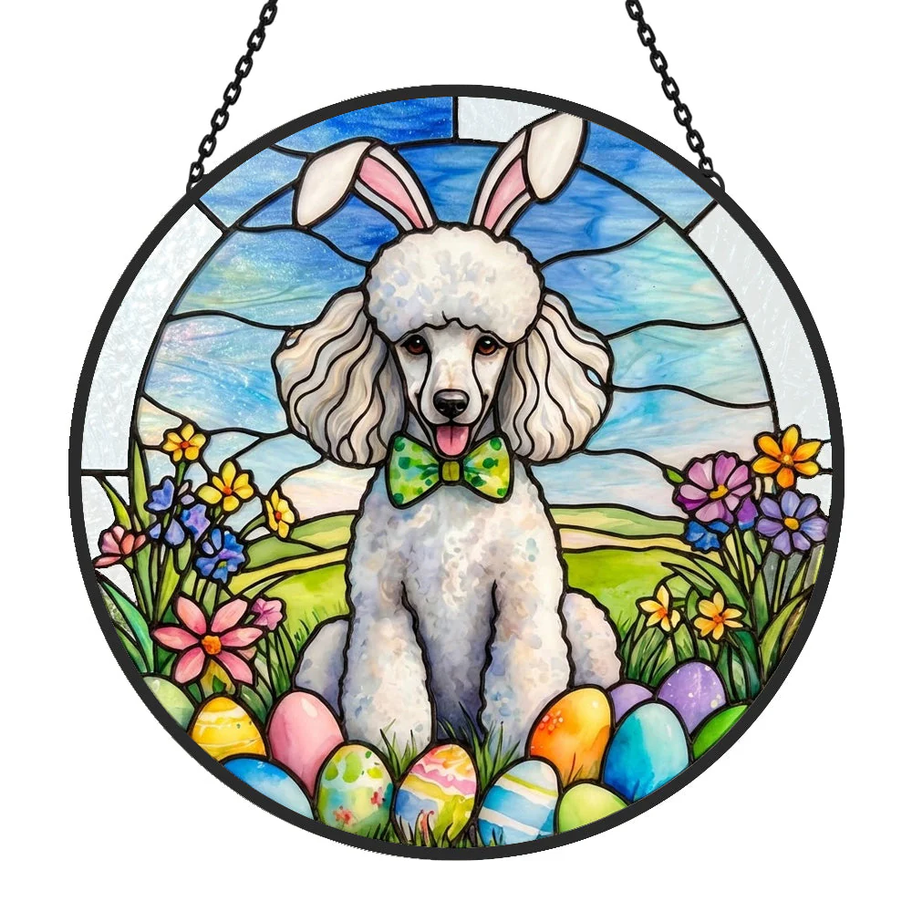 Caniche Attrape-Soleil en Vitrail - Décoration Suspendue pour Fenêtre - Image 3