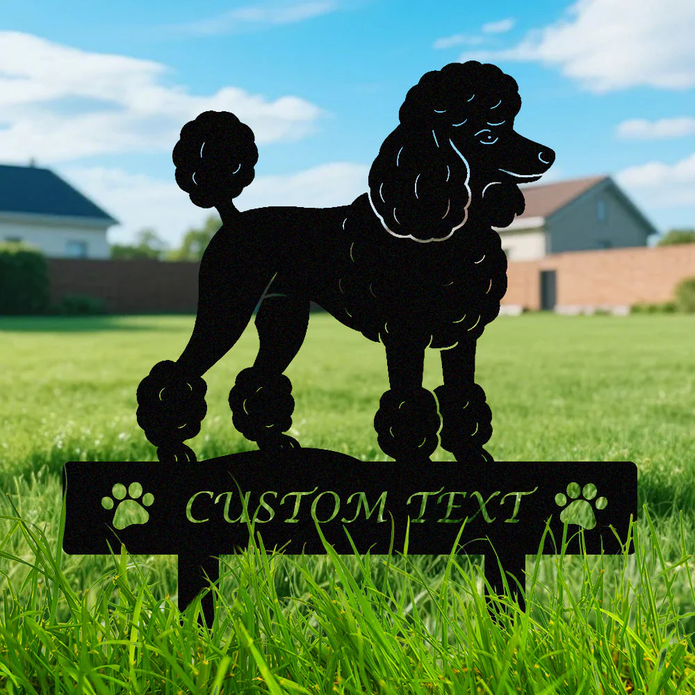 Caniche Silhouette de Chien Personnalisée Piquet de Jardin en Métal