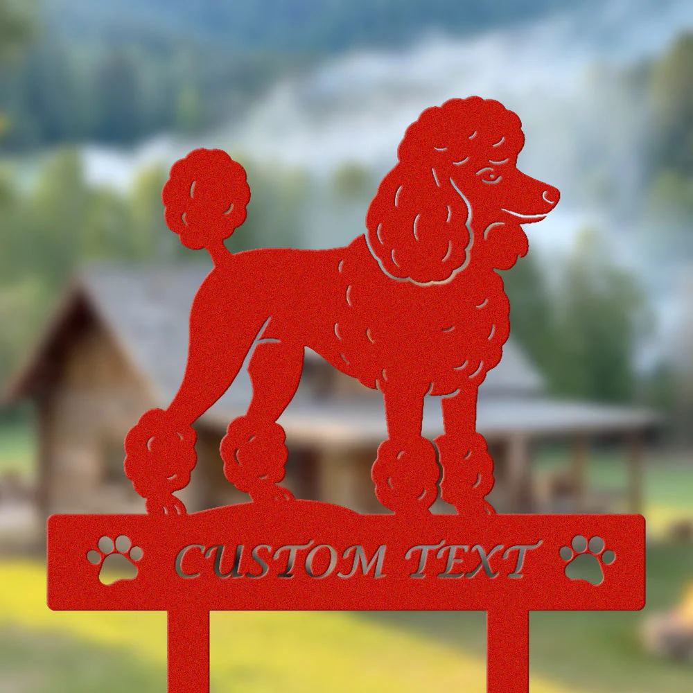 Caniche Silhouette de Chien Personnalisée Piquet de Jardin en Métal - Image 3