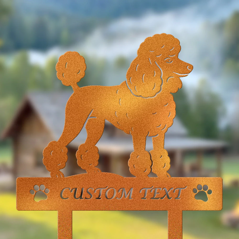 Caniche Silhouette de Chien Personnalisée Piquet de Jardin en Métal - Image 4