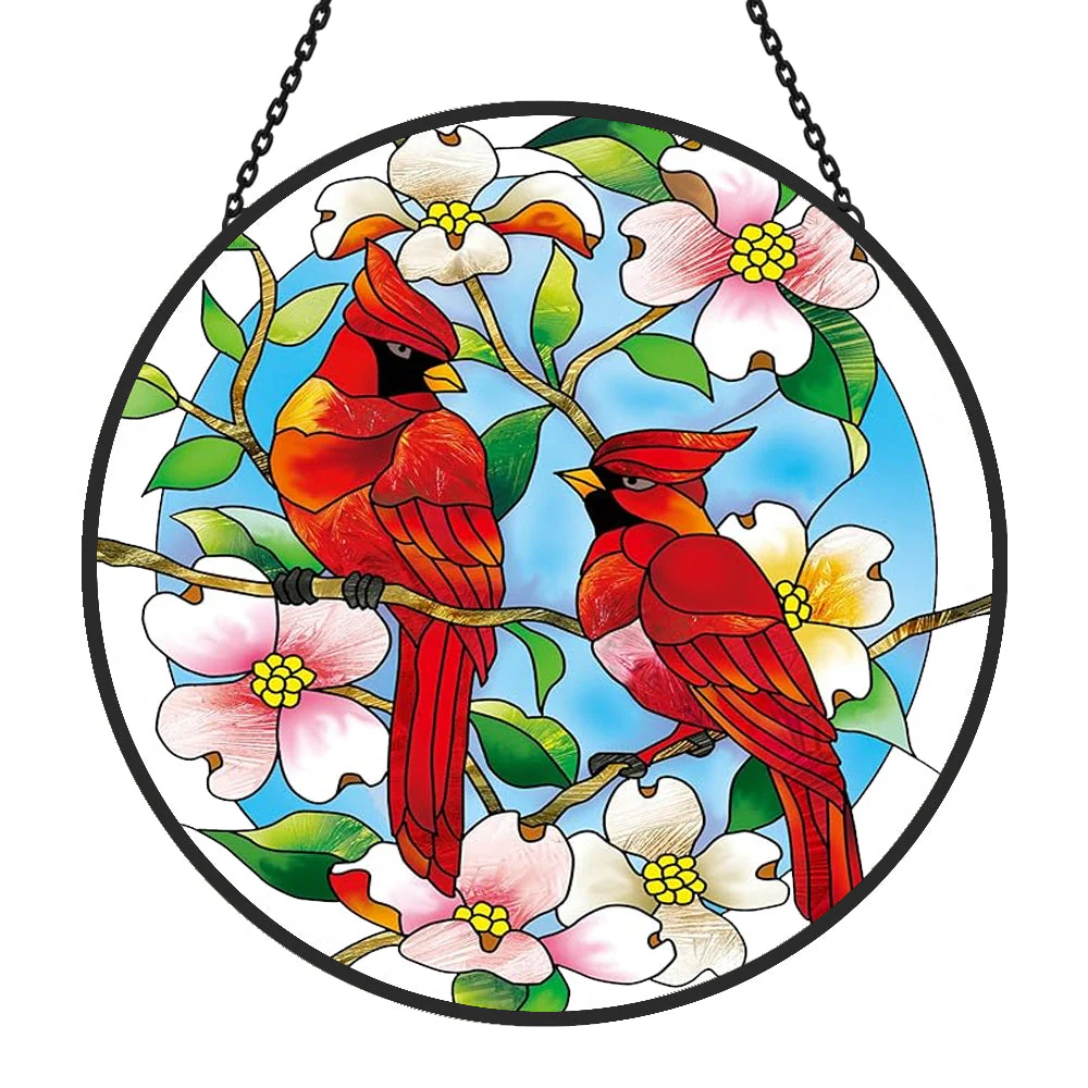 Cardinal Attrape-Soleil Décoratif en Vitrail à Suspendre - Image 3