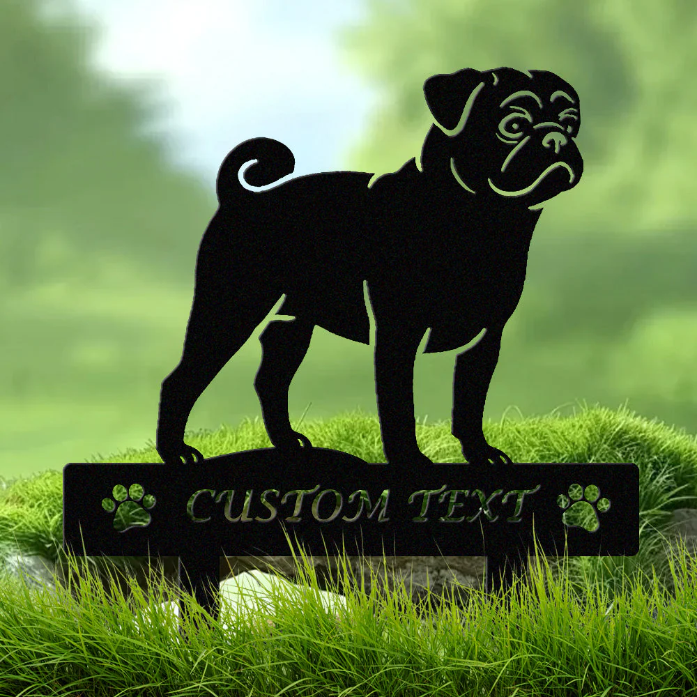 Carlin Silhouette de Chien Personnalisée Piquet de Jardin en Métal