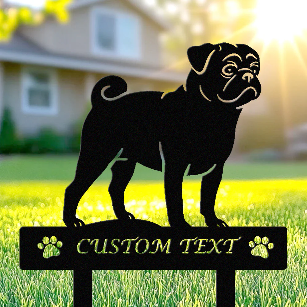 Carlin Silhouette de Chien Personnalisée Piquet de Jardin en Métal - Image 2