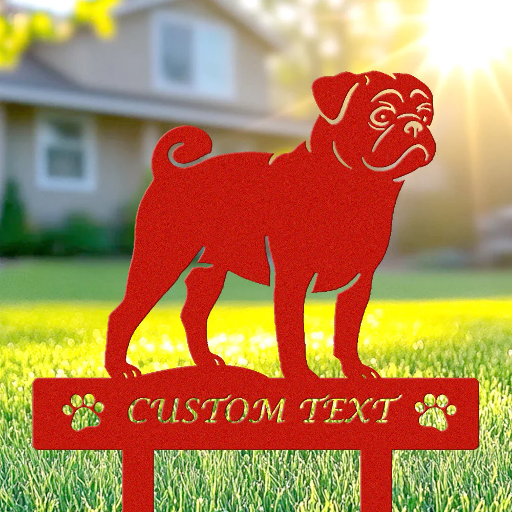 Carlin Silhouette de Chien Personnalisée Piquet de Jardin en Métal - Image 3