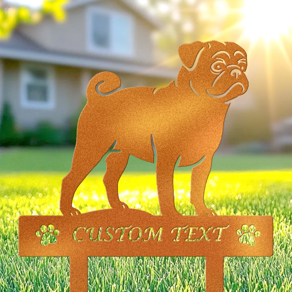 Carlin Silhouette de Chien Personnalisée Piquet de Jardin en Métal - Image 4