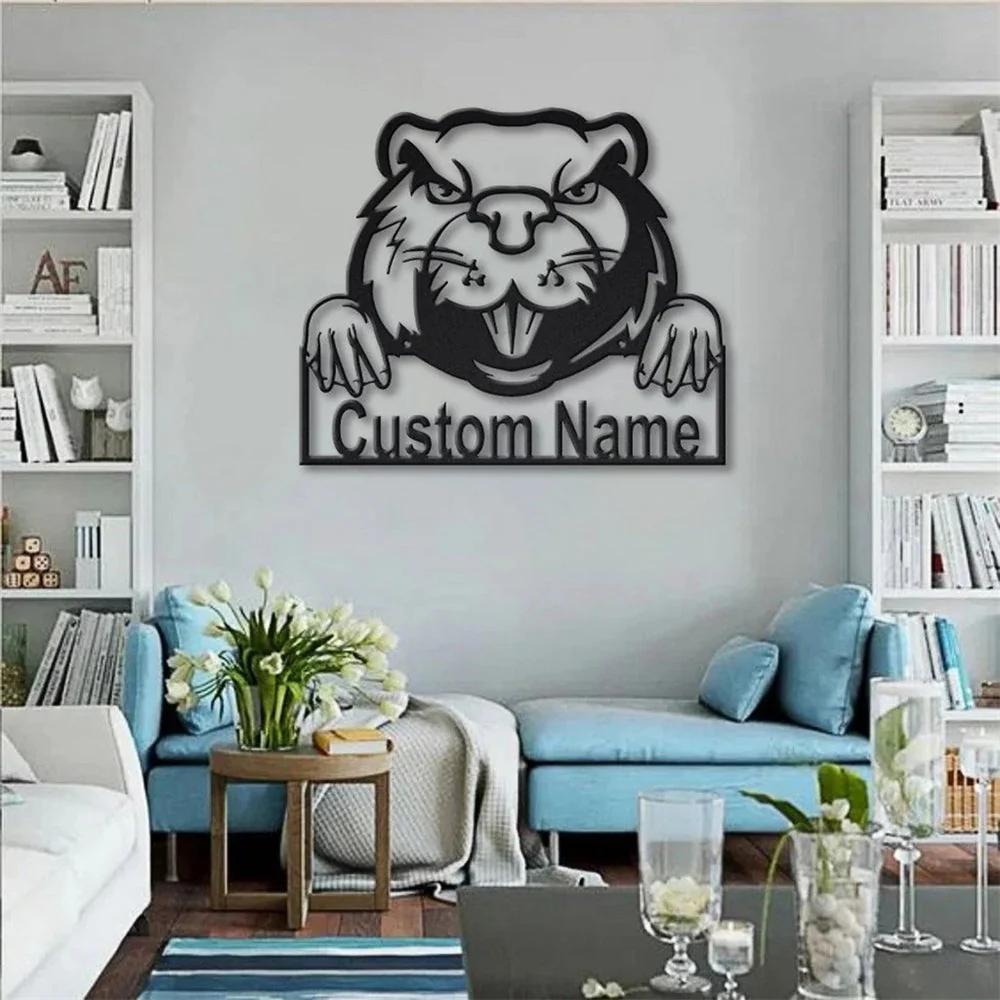Castor Personnalisé Plaque en Métal Art Déco d'Intérieur Cadeau pour Amoureux des Animaux