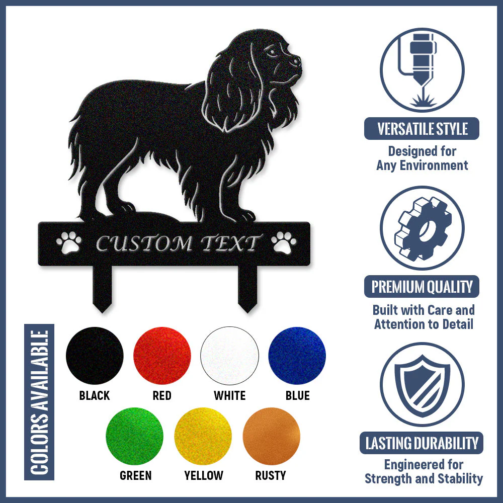 Cavalier King Charles Spaniel Silhouette de Chien Personnalisée Piquet de Jardin en Métal - Image 10