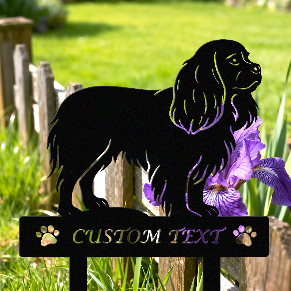 Cavalier King Charles Spaniel Silhouette de Chien Personnalisée Piquet de Jardin en Métal - Image 2