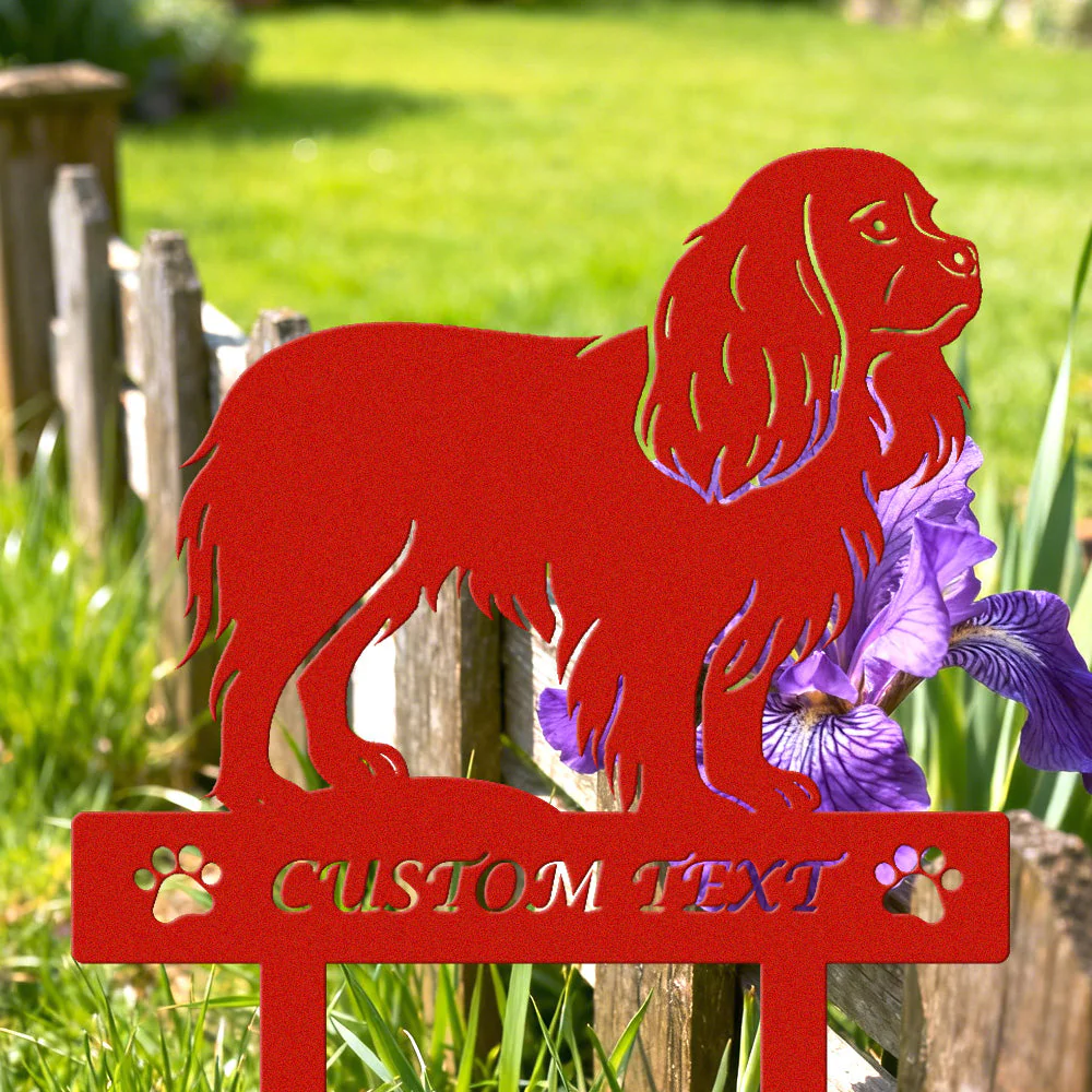 Cavalier King Charles Spaniel Silhouette de Chien Personnalisée Piquet de Jardin en Métal - Image 3