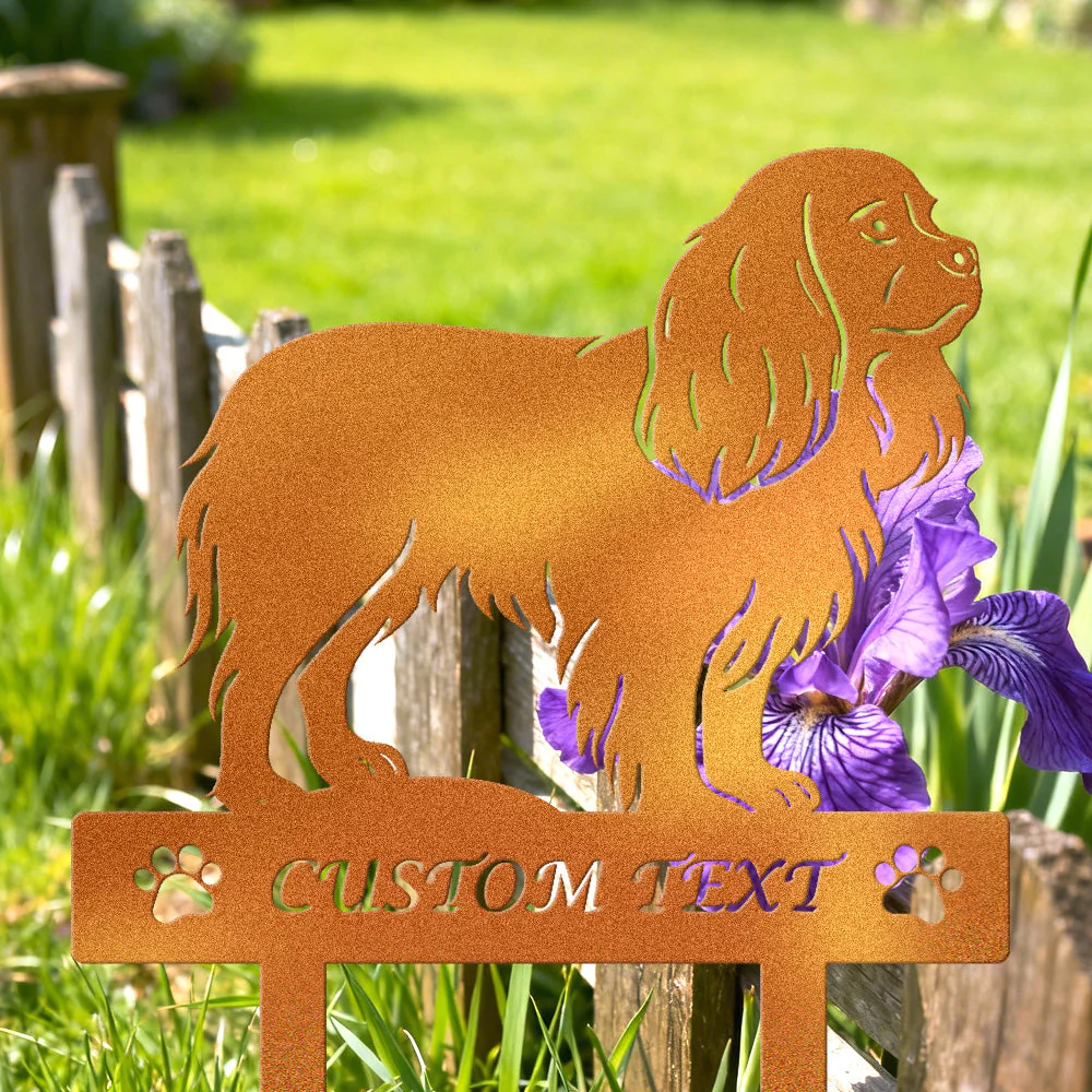 Cavalier King Charles Spaniel Silhouette de Chien Personnalisée Piquet de Jardin en Métal - Image 4